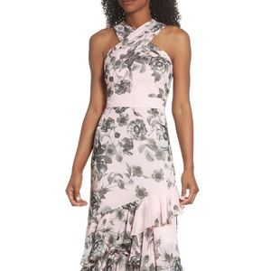 Eliza J chiffon floral halter maxi dress,0 Petite